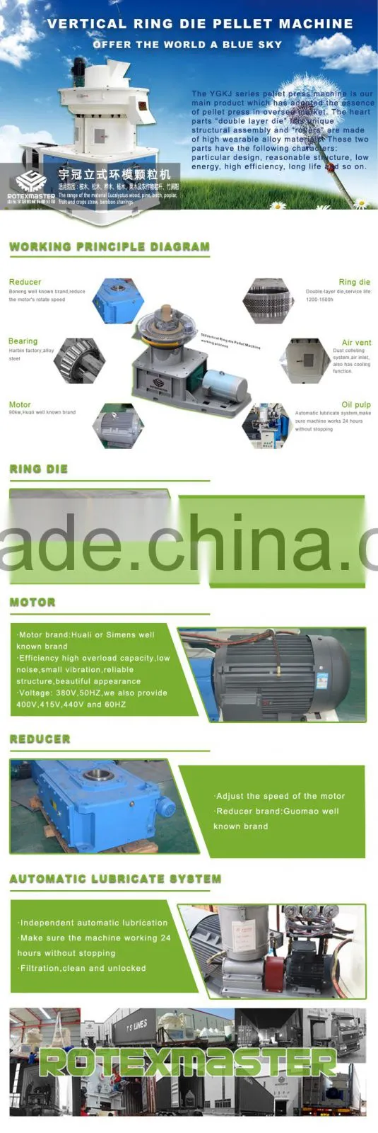 ROTEX MASTER Hot selling wood /sawdust /straw pellet machine