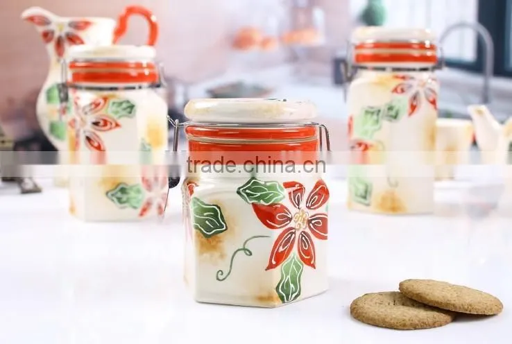 hot sale high quality ceramic food canisters set/storage containers set /2 ceramic containers