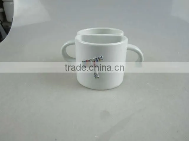 porcelain couple mug set with diamond design
