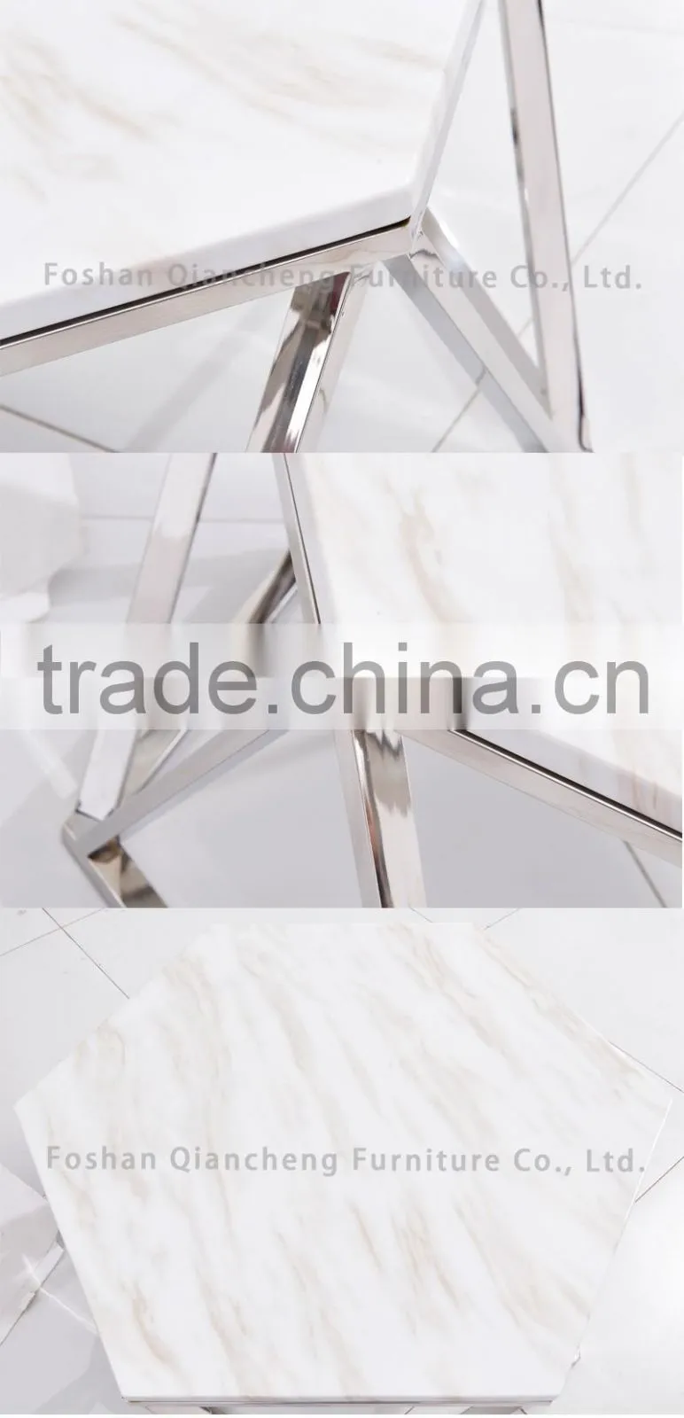 Brass metal white marble coffee table made in China