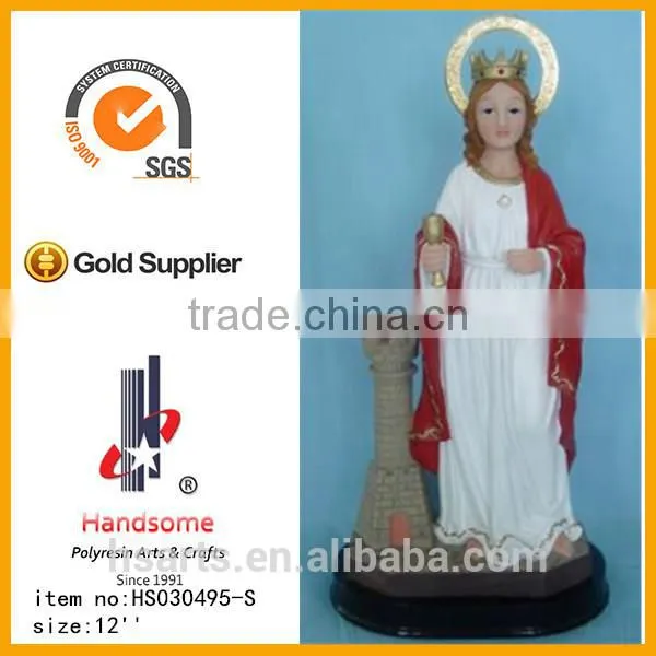 12"Resin Saint Barbara religious statue with resin base
