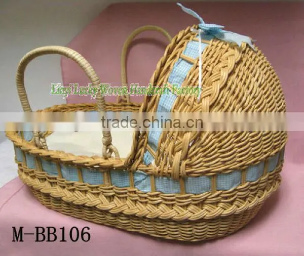handmade wicker basket for baby sleeping with handles