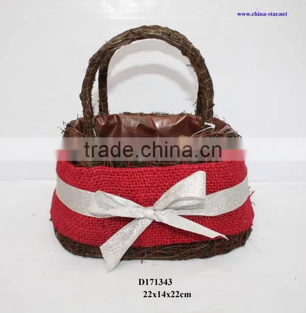 Rattan christmas gift basket