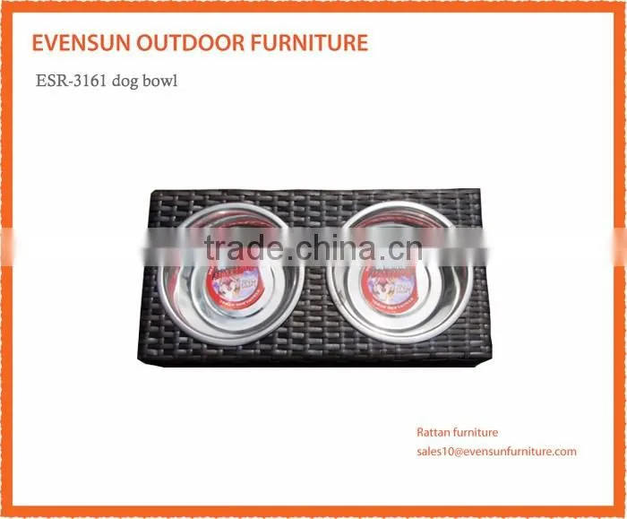 High quality Rattan pet products Rattan engraved dog bowls