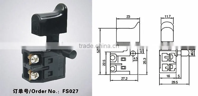 fs027b MKT 6801 cutter cut off switch power tool spare part ac trigger 6A with dust protection Fesu India