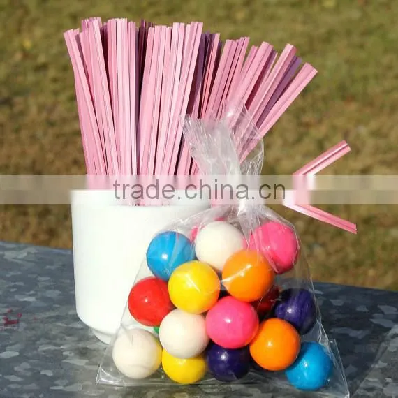 Bakery pink metallic bread bag twist ties, Favor bag ties, Lollipop Twist Ties