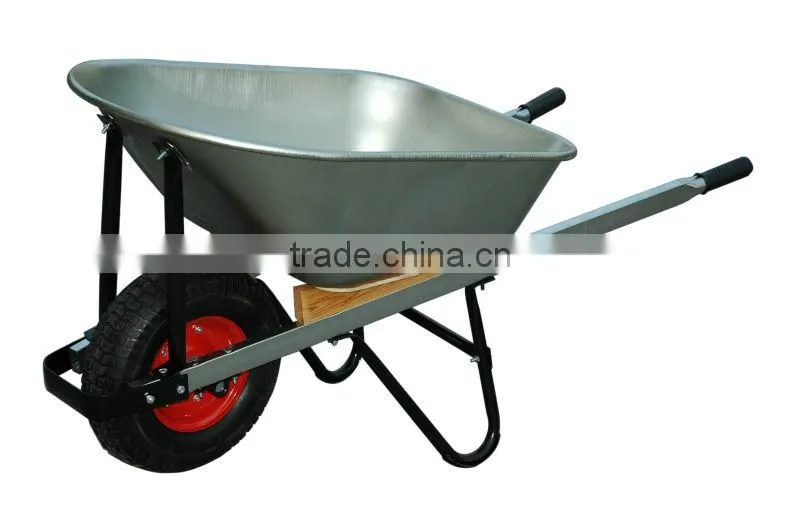 140L heavy duty wood handle plastic bucket wheelbarrow WH9600-2