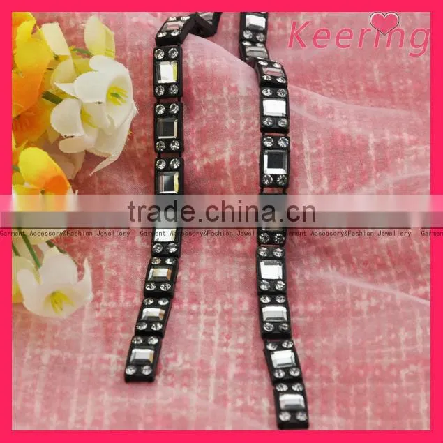 Fashion long sleeve rhinestone black dress WRC-178
