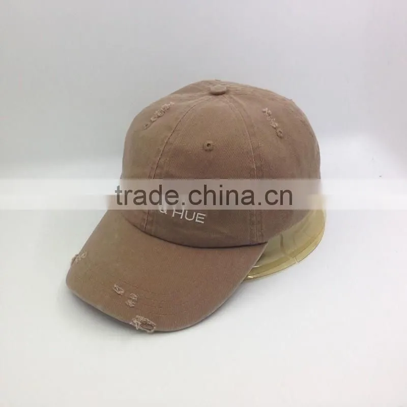 6 Panel Washed Distressed Dad Cap With Custom Logo