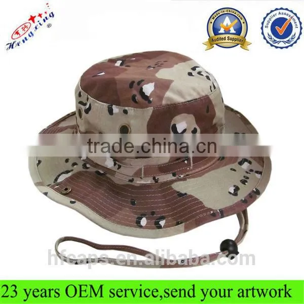 Man's Cotton Camo Bucket Cap With Strings