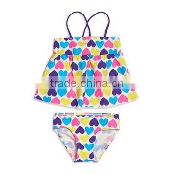 Full printing with hearts pretty lovely girl swimwear swim suit