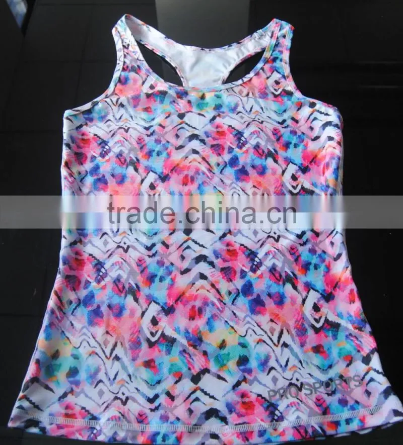 2016 Latest Women Colorfull Spandex Gym Wear Wholesale Fitness Tshirt