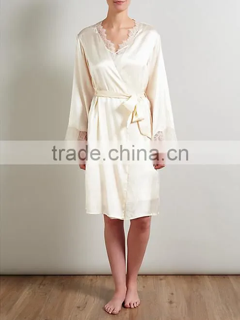 ALT18 Custom bridalwear, lace brides robe, luxurious robe with eyelash lace, silk robe
