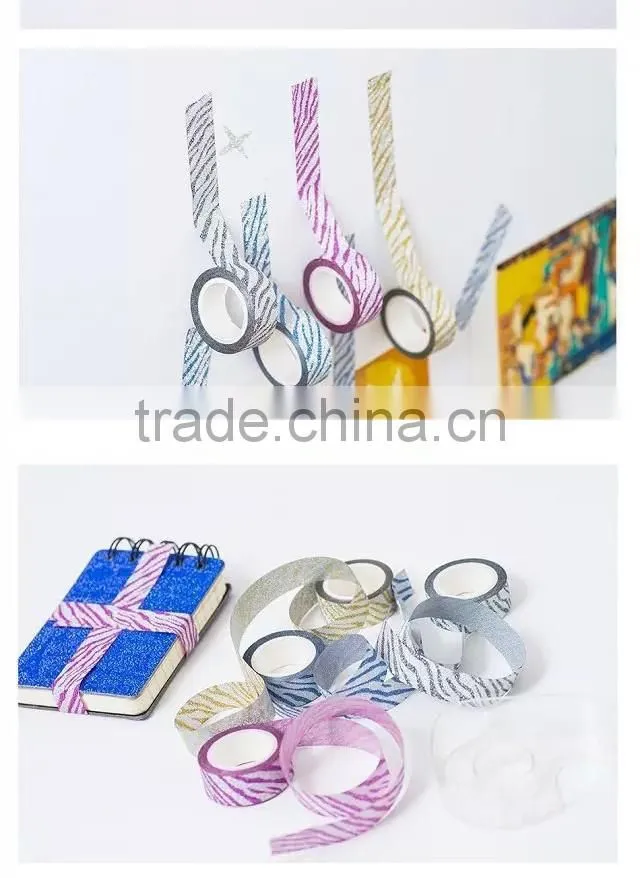 15mm*5m glitter tape zebra pattern design customized planner accessories adhesive paper tape