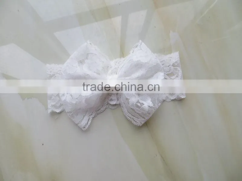 YJ-057 Newborn Baby Kids Girls rainbow color kids bow wholesale custom-made lace headband baby hair accessories 2016