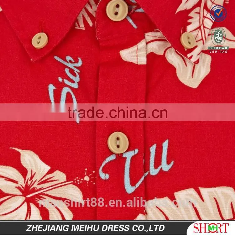 2017 short sleeve print hawaiian shirt for men