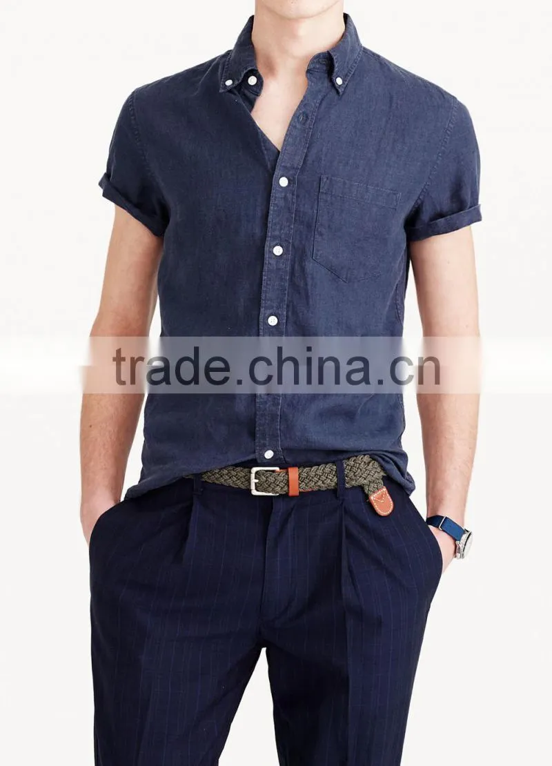 2015 SHORT-SLEEVE IRISH LINEN SHIRT costume slim fit