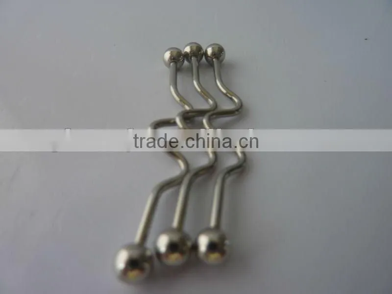 Wholesale New Hot Charm 316L Surgical Stainless Steel wave industrial barbell tongue ring