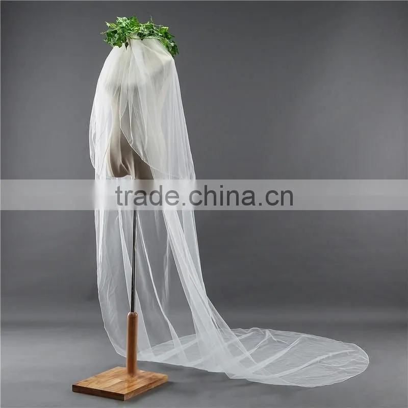 wholesale Wholesale White Wedding Lace long Tulle Bridal Veils 2017 HL07