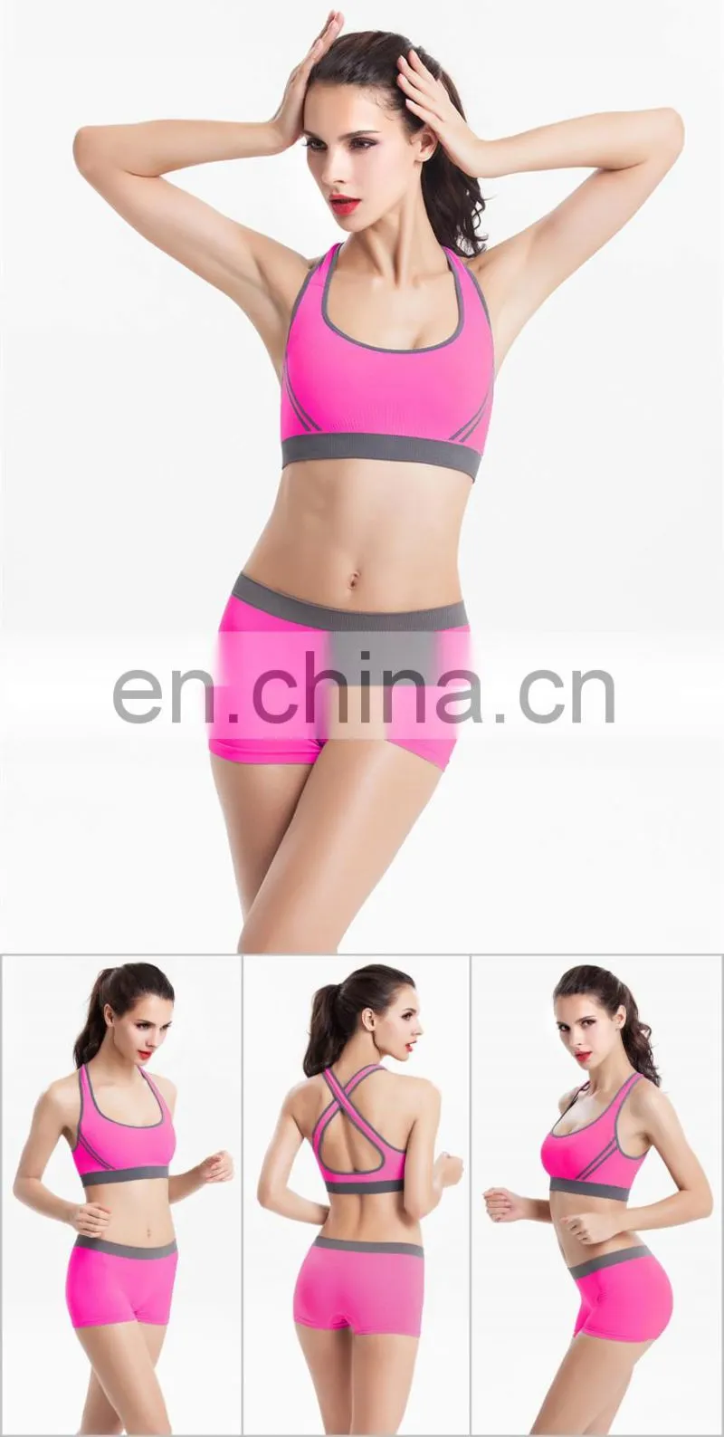 Top quality Wholesale Seamless Hot Sexy Custom Women Sports Bra+Brief