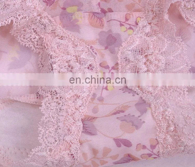 Well Sold Transparent Flower Printed Ladies Boyshort Panty