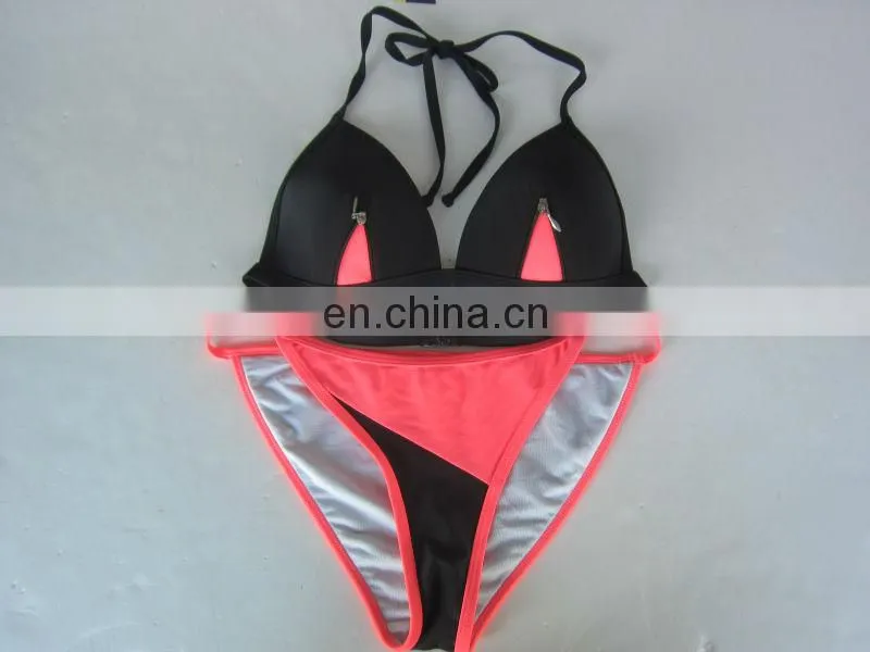 Sexy Fluo Pink and Black two pieces swimwear /Bikini