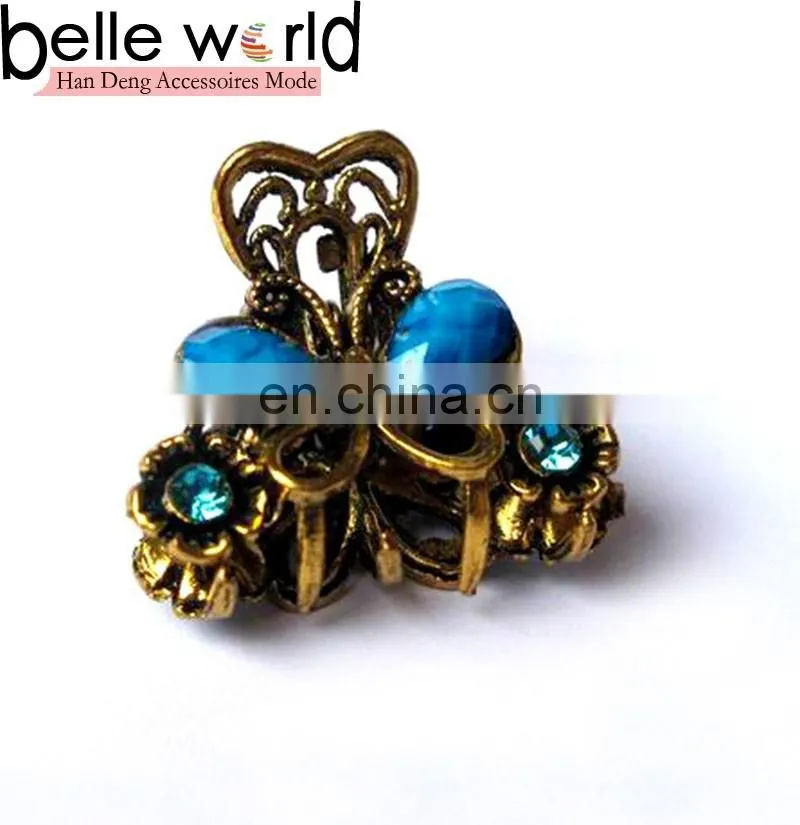 Elegant Europen Retro Mini Alloy Rhinestone Jewel Hair Claw Clip