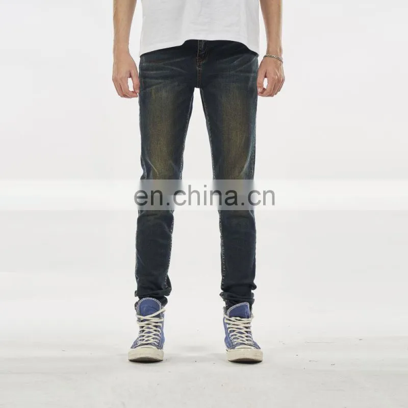 DiZNEW SLIM FIT MEN'S JEANS PANTS CRUSH JEANS FOR MEN DARK BLUE