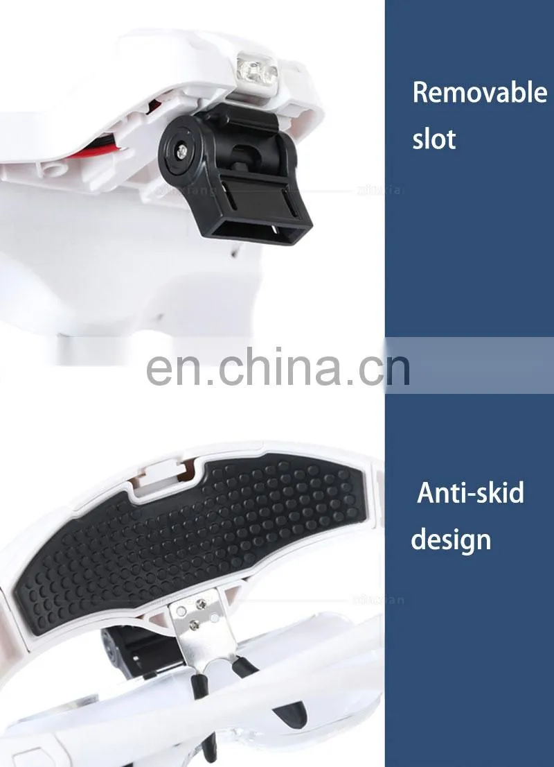 Head-Mounted Repair Inspection Microscopic Carving Cosmetic Embroidery LED Light Magnifying Glass WIth Five Magnification Lens