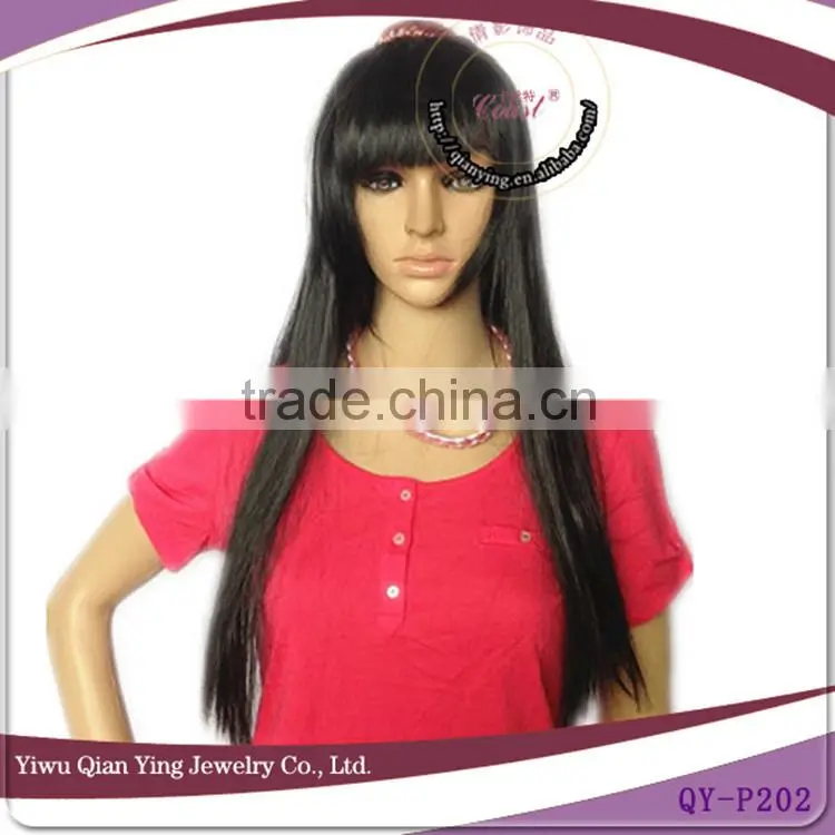 cheap long straight black straight japanase girls cospaly hair wigs