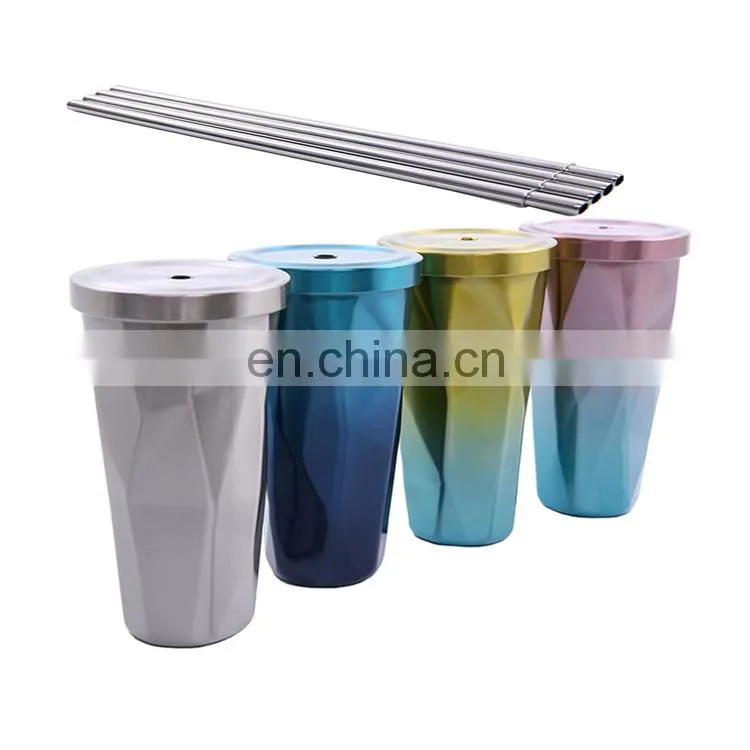 Customized Stainless Steel 17OZ Coffee Mug Tumbler Cups With Straw And Lid For Bulk Purchase