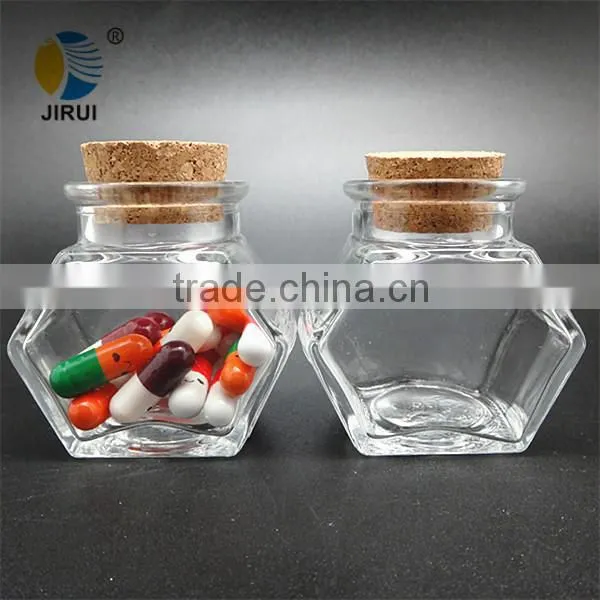 glass candy jar with cork & glass gift jar