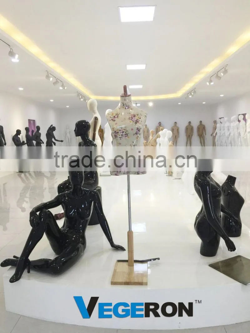 full body egg head abstract fiberglass female mannequin with wooden flexible arms flexible mannequin