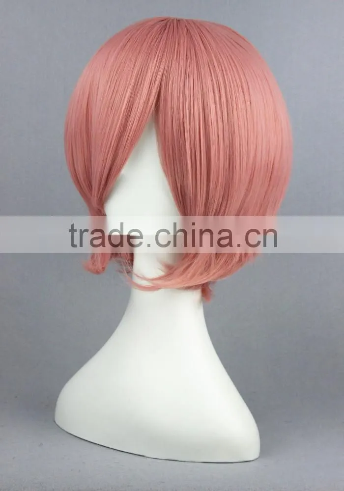 High Quality 35cm Short Straight Hitman Reborn Cosplay Hair Wigs Giotto Dark Pink wigs Synthetic Anime Wig Party Wig