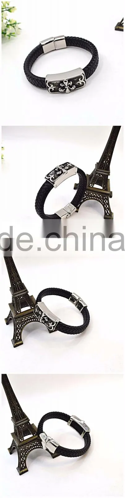 stainless steel jewelry bangles bracelets genuine leather skull bracelet mens bracelets