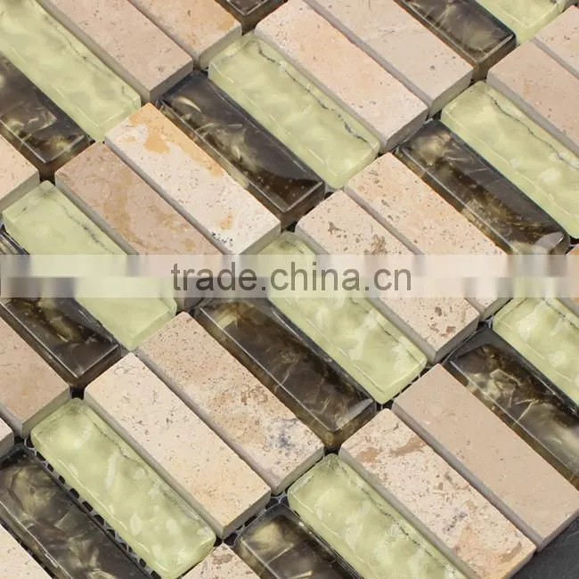 Manufacturer price glass stone strip mosaic