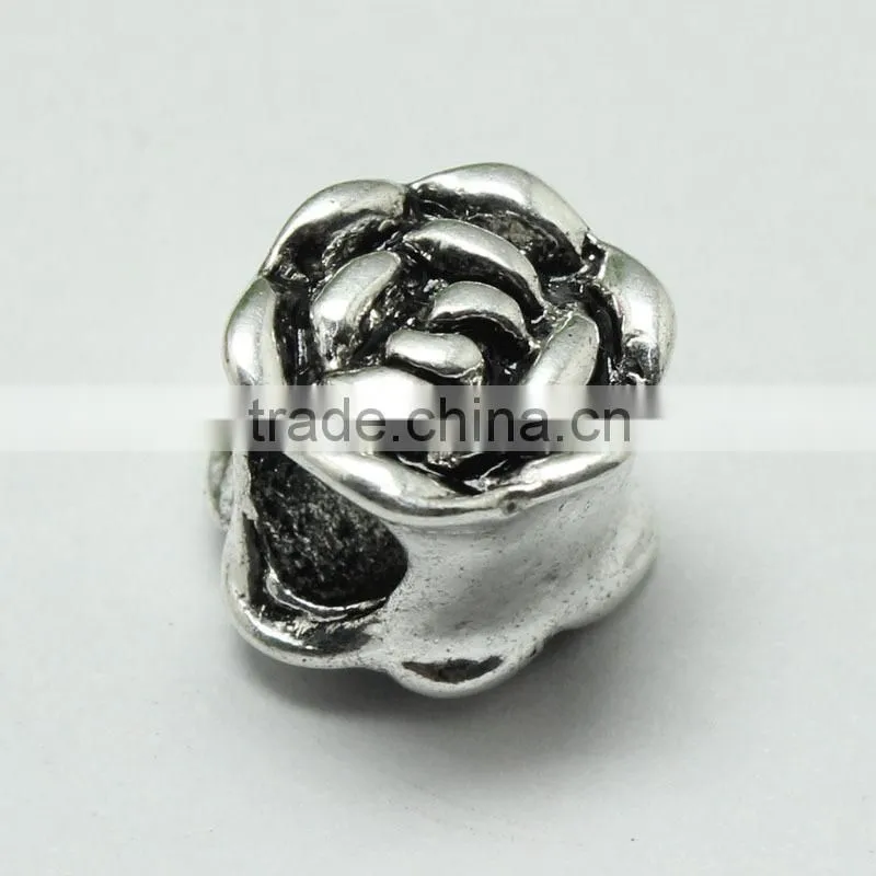 Pdora Jewelry Accessories, Rose Shape DIY Zinc Alloy Hanging and Slider Beads