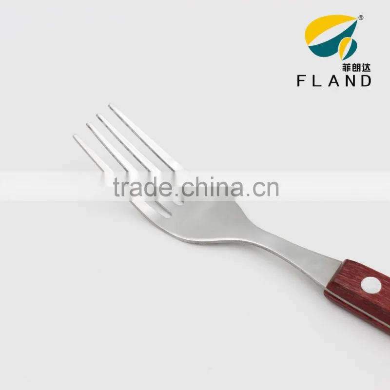 stainless steel cutlery12pcs rose wood handle metal steak knife and fork set