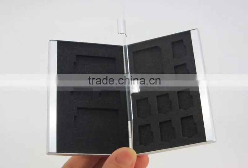 Silver Aluminum Memory Card Case COVER for MicroSD Card SD SDHC CARD 10TF+3SD Card Case