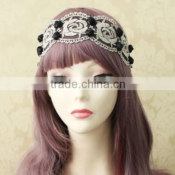 Rose Lady Women Girls Elegent Lace Elastic Sun Flower Design Hair Head Band Accessories Headband