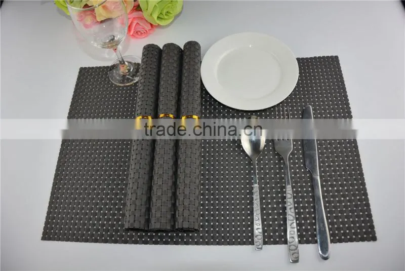 High quality PVC placemat pure color8*8 dark grey 45*30cm 110g table decoration
