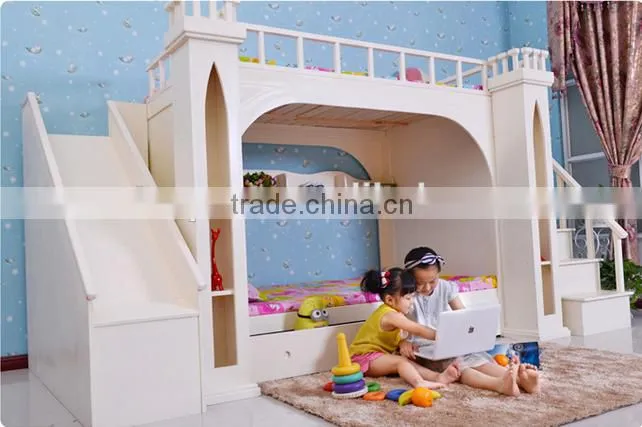 European princess bedroom furniture white castle bed for kids