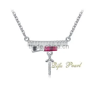 2015 Fashion Pearl Necklace 14Carat White Gold Freshwater Pearl Necklace Jewelry Wholesale Necklace Mounting