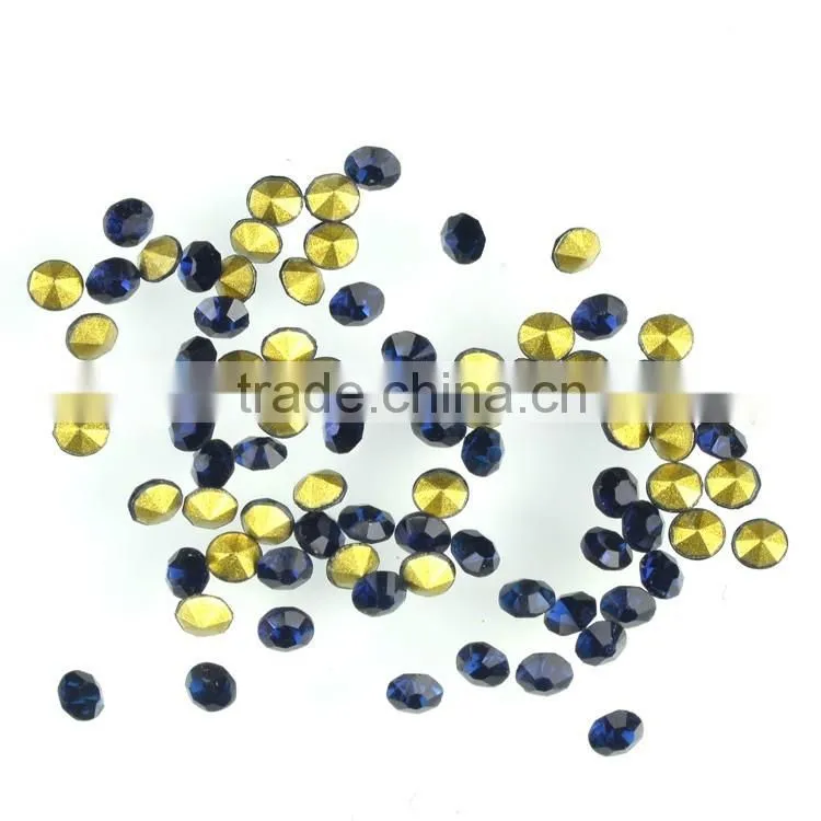 Wholesale point back stones in Montana colour, crystal chatons pointed back for jewelry making.