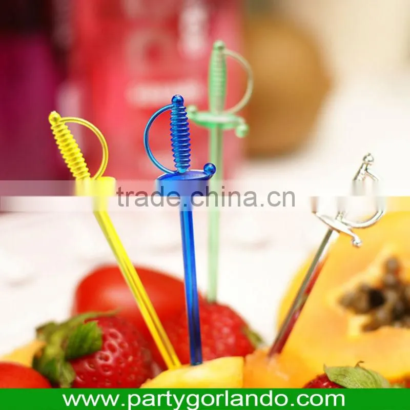 disposable plastic Cactus design swizzle cocktail food pick