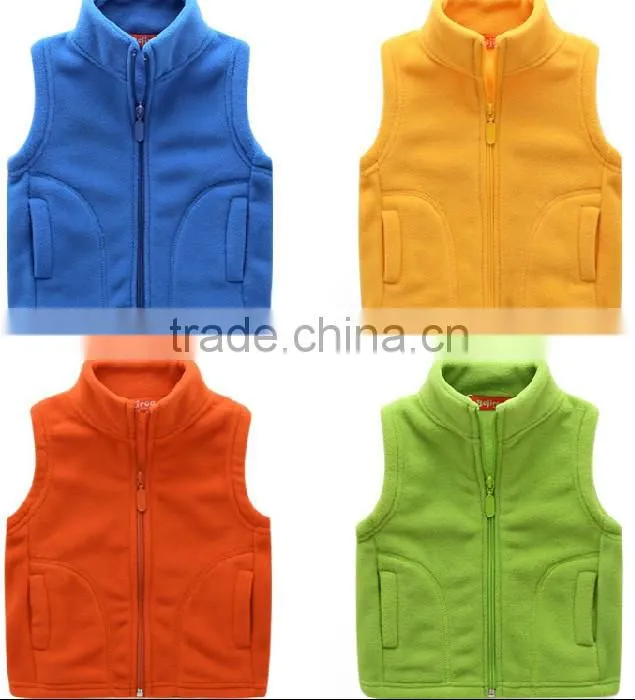 youth solid cute warm children fleece vest for boy