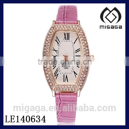 light blue cowhide leather quartz movt girls's watches*wholesale cowhide watches for girls