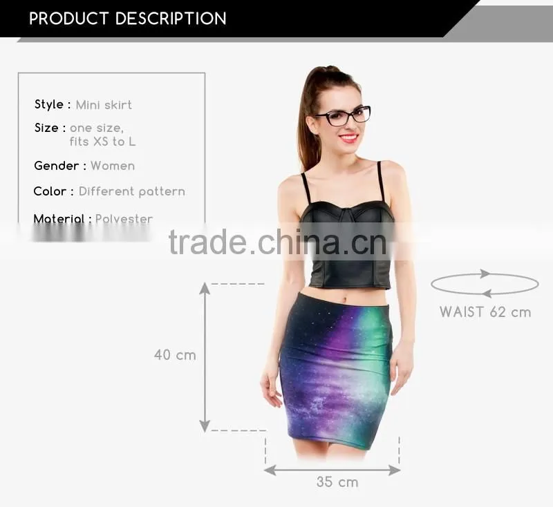 Women ladies hot summer sexy girls tight slim mini skirt high quality 3d digital full print custom hot sale tube stretchy skirt
