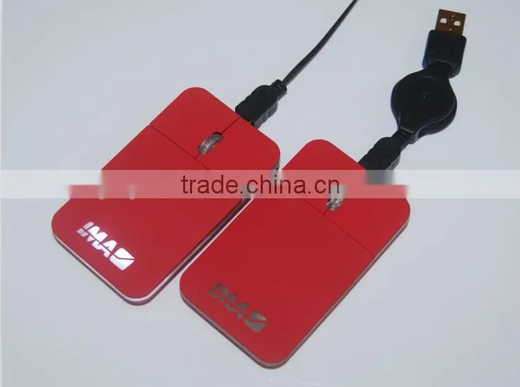 USB wired LED logo flat credit card gift slim mouse