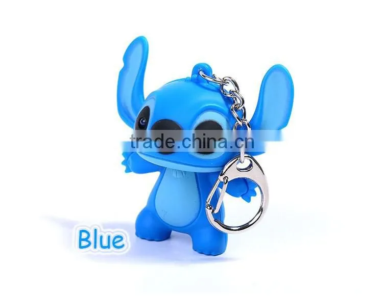 Wholesale Stitch LED light flash keychain with sound